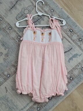 Smockingbird Girls Smocked Embroidered Ballerina Ballet Swiss Dot Bubble Sz2T